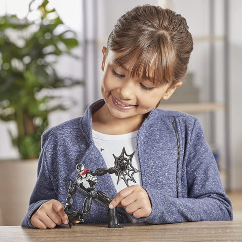 Spider-Man Marvel Bend and Flex Venom Action Figure Toy, 6-Inch Flexible Figure for Kids Ages 4 and Up, Includes Web