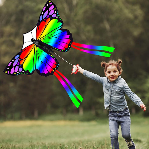 JEKOSEN Huge Butterfly Kite for Kids and Adults, Easy to Fly with Tail for Beach Trip, Park Family Outdoor Games