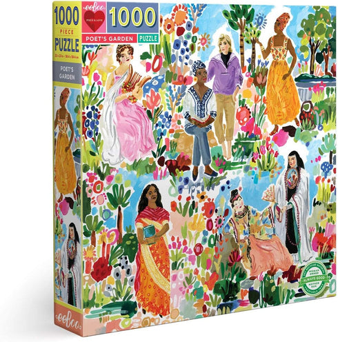 eeBoo: Piece and Love Poet's Garden 1000 Piece Square Adult Jigsaw Puzzle, Puzzle for Adults and Families, Glossy, Sturdy Pieces and Minimal Puzzle Dust