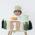Set Wooden Bead Tassel Garland High Chair Decoration with Crown Hat and Cake Topper
