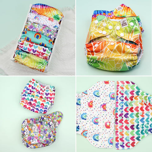 3.0 6 Pack Mama Koala Cloth Diapers for Babies, One Size Washable and Reusable Pocket Diapers for Newborns and Toddlers