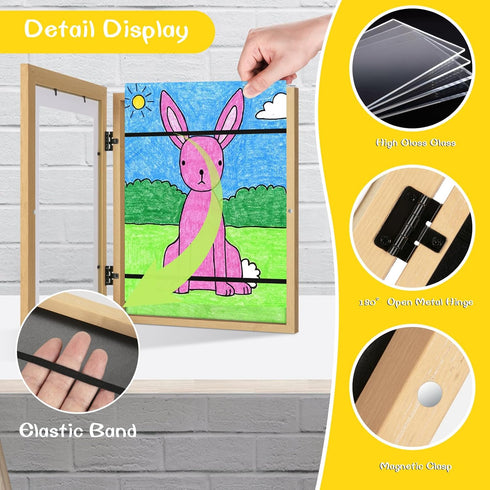 3Pack 10x12.5 8.5x11 Kids Art Frames Natural Woodgrain, Child Artwork Frame Without Mat Changeable Front Opening, Frame