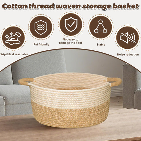 ELIDANTE Decor,19.69" 11.42" 7.48" Woven Basket for Toys, Blankets & Gifts Empty ,Cotton Rope Storage Basket