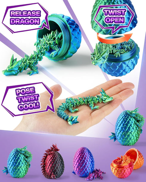 MIZTL 12PACK 3D Printed Dragon Eggs, Easter Basket Stuffers for Children and Teens, Unique Easter Toys & Gifts