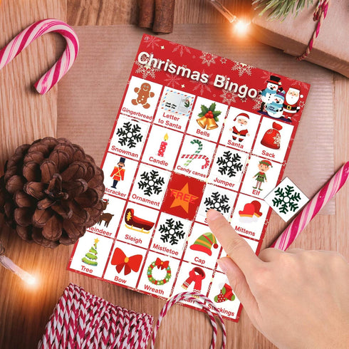V-Opitos Large Size Christmas Bingo Game Cards - 6 x 8.5 Inch for 24 Players - Xmas Party Games