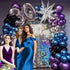Chrome Purple and Blue Balloon Garland Arch Kit: 130Pcs Double Stuffed Lilac Silver Metallic Balloons for 2024