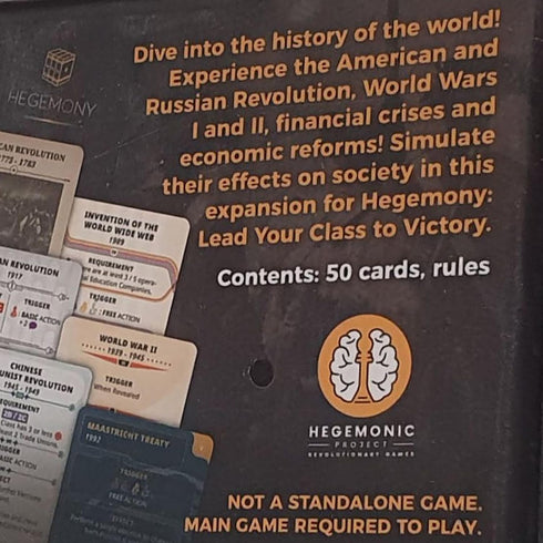 Historical Events Expansion - 50 New Cards for Unique Asymmetric Card Driven Board Game, Ages 14+, 2-4 Players
