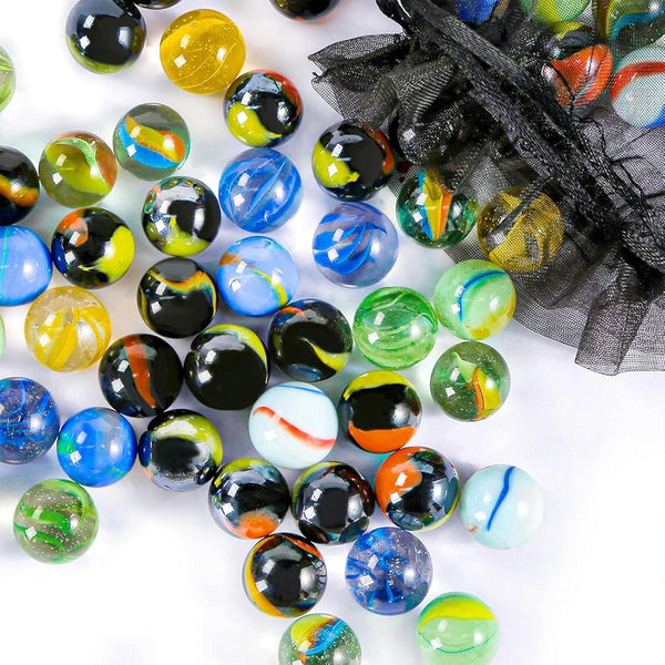 POPLAY Colorful Glass Marbles - 0.6inch Marbles Bulk for Kids Marble Games, DIY and Home Decoration
