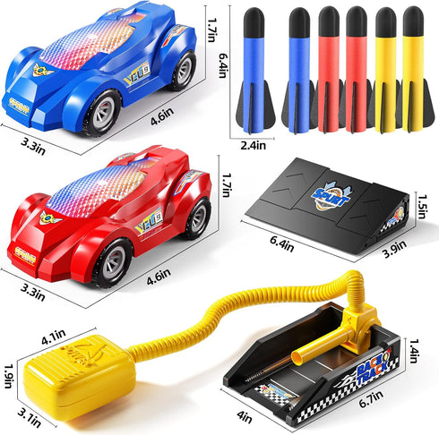 NIPLOOOW 2 6 3 4 5 6 7 8 Rocket Toy Car Launcher, Race Car and Foam Rockets, Outdoor Outside Backyard Toys for Boys