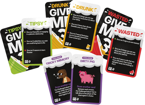 GIVE ME 3 Drinking Game - Fast Paced Hilarious Adult Drinking Games for 2+ Players, 10 Second Rule Card Game