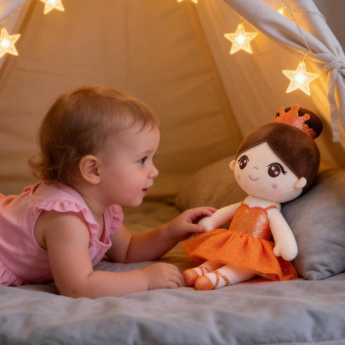 14 Inches Gloveleya Baby Girl Gifts Dolls Soft Plush Toy Ballet Girl Doll Orange with Gift Box