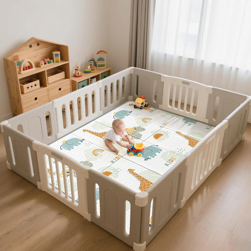 79x71 Tummy Foldable Baby Play Mat for Floor, PIGLOG Extra Large Crawiling Play Mat for Babies, Waterproof & Portable