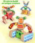 3 4 5 Playset, Coogam Fine Motor Building Robot Blocks for Years Old Kids, Wooden Snap Together Builders, STEM Take