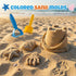 Cozycharm Set 3 Summer Beach Sand Toys for Toddlers, Portable Travel Beach Toys with Collapsible Bucket, Shovel, Rake