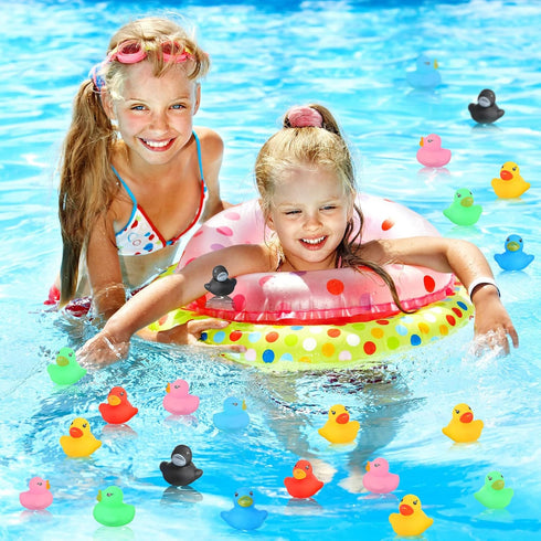 Zhanmai 300 Pcs Mini Rubber Ducks Set, Float Squeak Yellow Ducks in Bulk for Party Supplies and Bathtub Fun