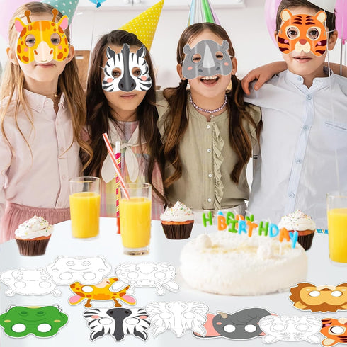 36Sets Animal Coloring Mask Jungle Animal Crafts for Kids Color Your Own Paper Mask Easy DIY Wild Lion Masquerade