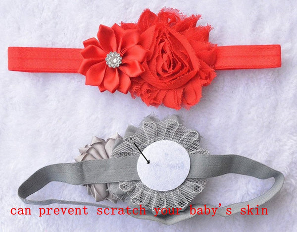 QandSweet Baby Girl Headbands with Polygonal Flower Inlay Rhinestone, 10 Pack