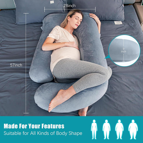 Cute Castle 57 Inch Pregnancy Pillows, Soft U-Shape Maternity Pillow with Removable Cover - Full Body Pillows