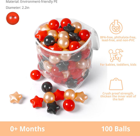 Star Ball Pit Balls - Pack of 100 Plastic Toy Balls for Kids, Perfect for Birthday and Christmas Gifts