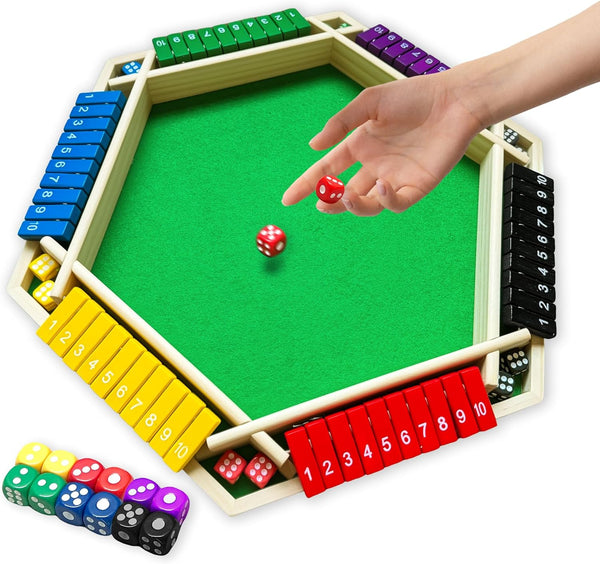HENNAED 6-Player Shut The Box Game Wooden Close The Box Math Game with