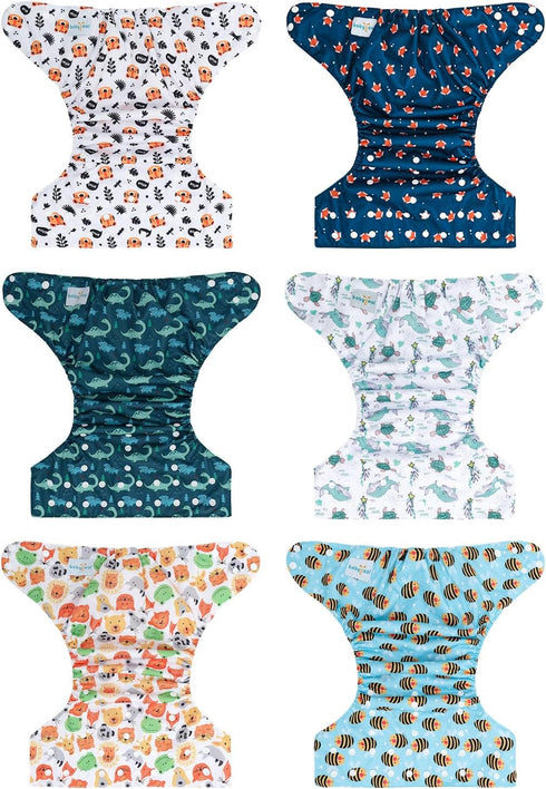Pack 13 3-5 6 Pack 6pcs babygoal Large Cloth Diapers of for Year Toddlers, Cloth Diaper Covers with Inserts and Wet
