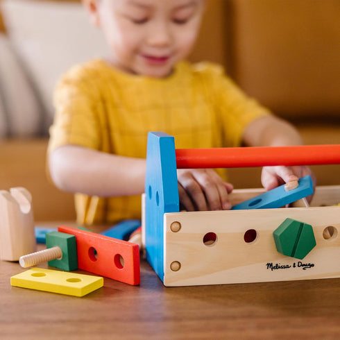 Melissa & Doug Take-Along Tool Kit, Wooden Construction Toy, 24 pcs, Multicolor, 10.0 x 5.55 x 4.75