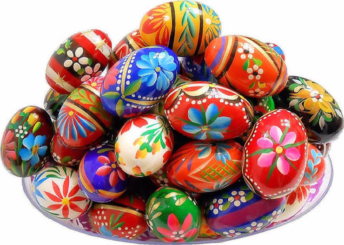 Importer AM Polish Easter Hand Painted Wooden Eggs (Pisanki) Decorative Eggs for Easter Set