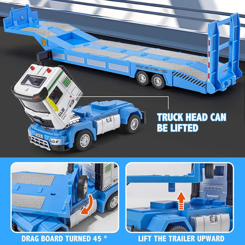 VijiSuki Set Die-cast Semi Truck Toys w/Semi Truck, Pickup, Racing Car, Alloy Engineering Transport Vehicles Toys