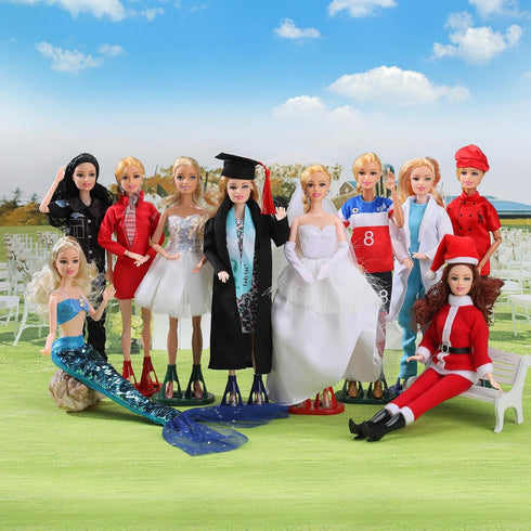 51 Pcs Doll Career Clothes & Accessories, 10 Sets of Role-Playing Clothing & 10 Pairs of Shoes for 11.5 Inch Dolls