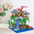 LQPFBSM Sets 2500 Cherry Blossom Treehouse Micro Mini Building Block Japanese Bonsai Tree Peach Blossom Pool