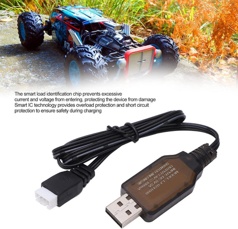 RC USB Charging Cable, 7.4V 1000mA Lipo Battery Charger for 1:16 Remote Control Car
