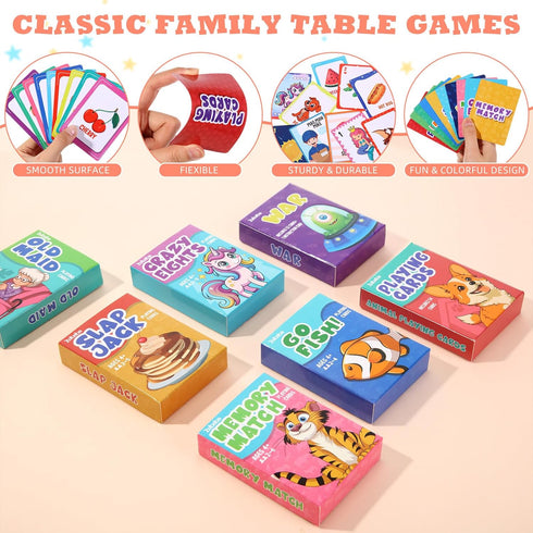 28 Pack Set Zubebe Kids Card Games Gifts Bulk Classic Playing Card Game for Kids Includes Go Fish, Old Maid, Crazy