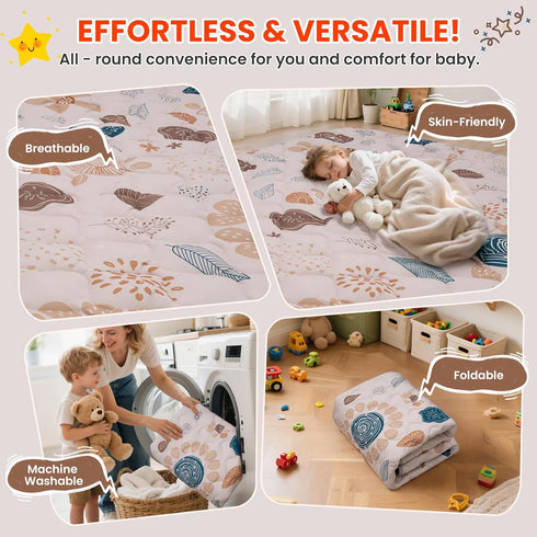 Floor,71x59 Inch Baby Play Mat for Soft Padding Crawling Mat for Playpen, Foldable and Machine Washable, Thick