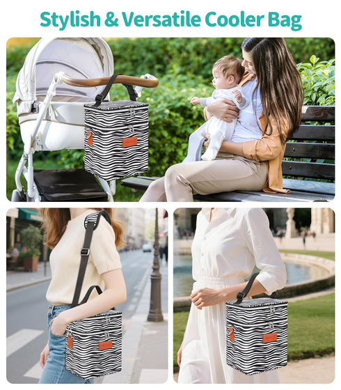 Pack, 6 9 Oz, PIIOSER Breastmilk Cooler Bag with Ice Fits Baby Bottles Up to Stylish Baby Cooler Travel Bags