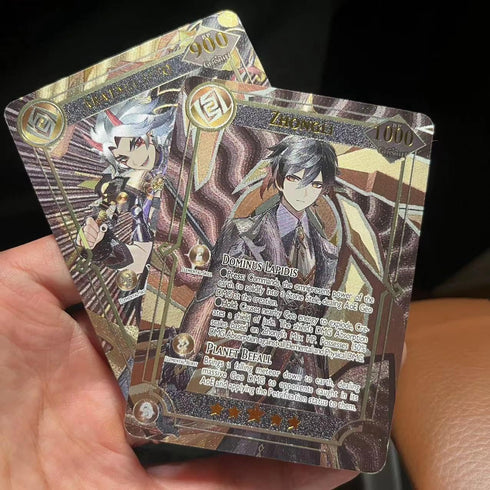 60PCS TCG Deck Cards, 55PCS Ultra Rare Cards, 5 Random UTR, Gilded Text English Version, Kamisato Ayaka ZhongLI