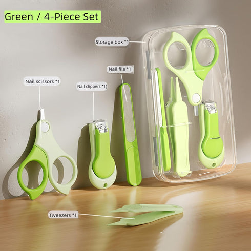Mergct Anti-Pinch Baby Nail Care Kit for Newborns and Infants - Safety Design with Nail Clippers, Scissors, File