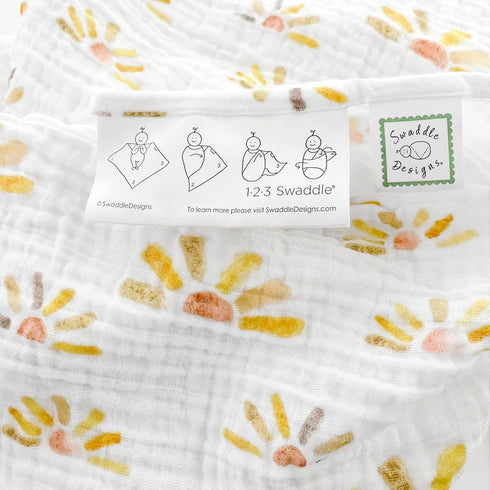 Set, 6-9 4pk, SwaddleDesigns Baby Swaddle Gold, Mo Transitional Swaddle Sack with Arms Up Half-Length Sleeves & Mitten