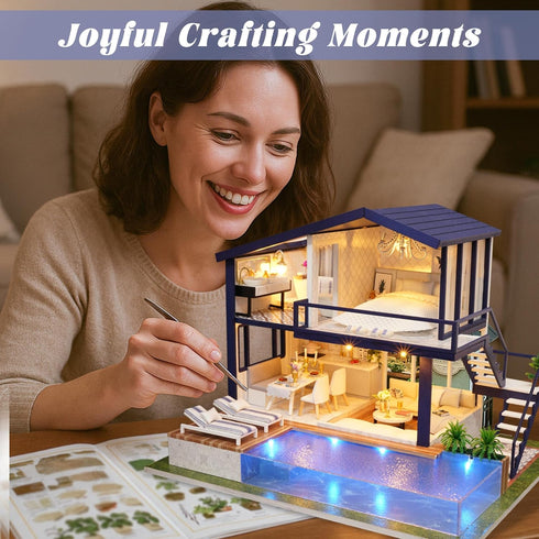 Flever Dollhouse Miniature DIY House Kit Manual Creative with Furniture for Romantic Artwork Gift (Perfect Time