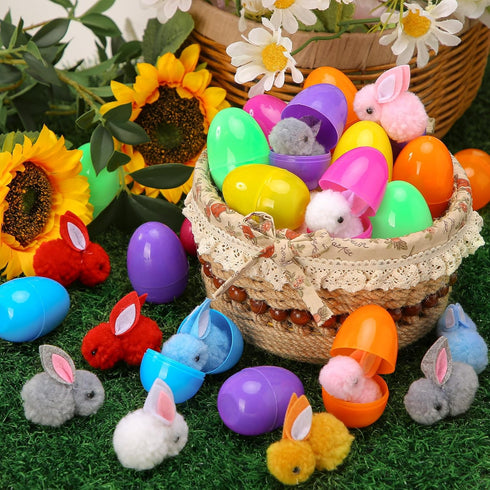 24Pack Labrostar Easter Eggs Fillers with Easter Bunny Plush Inside Prefilled Easter Eggs for Easter Eggs Hunt Easter