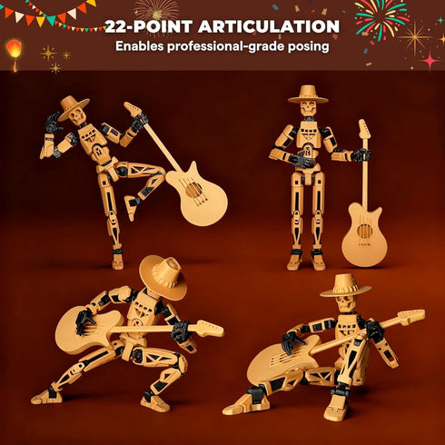 T13 (Dummy 13 13), Skullstrummer 3D Action Figure / Titan - Printed Poseable Robot with Accessories for Stop Motion