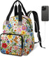 Eativisa Backpack-Multi-functional Colorful floral patterns Diaper Bag mother and baby bag Thermal compartment USB