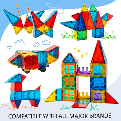 123 2 3-8, Set SUNNY AUNTIE Magnetic Tiles PCS with Cars & Storage Bag Magnetic Building Tiles STEM Toy for Kids Ages
