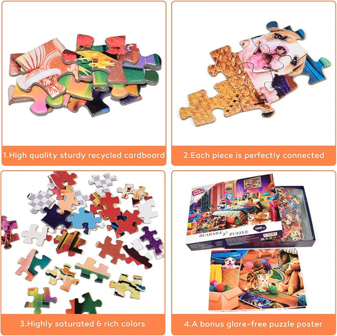HUADADA Jigsaw Puzzles for Adults - 1000 Pieces Pets Room - Perfectly Interlock - Home Decor Gift