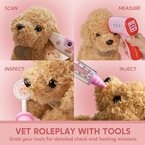 22 Playset 3 4 5 6 SYNCFUN Doctor Kit for Girls, PCS Veterinarian for Kids, Vet Kit with Dog Toy, Stethoscope, Storage