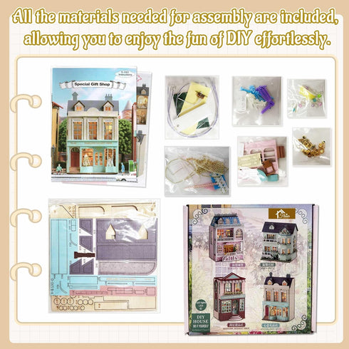 Flever Dollhouse Miniature DIY House Kit Creative Room with Furniture for Romantic Valentine's Gift (Paris Gift Store)