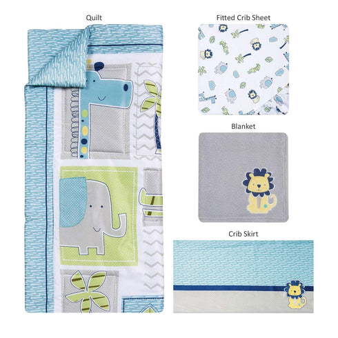 4-Piece Set, 2 Trend Lab Jungle Roar Breathable Baby Nursery Crib Bedding Includes Quilt, Fitted Crib Sheets, and Crib