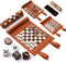 Woodronic 3 in 1 Travel Chess Set, Roll-up Leather Backgammon with 32 Premium Pearl Pieces, 5 Dices, Portable 13x10 Inch