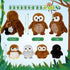 Hollowfly 5 Set 13.4" Mommy 4 Set Pcs Owls Plush Toy Gift Barn Owls with Cute Babies Stuffed Animal in Zippered Back