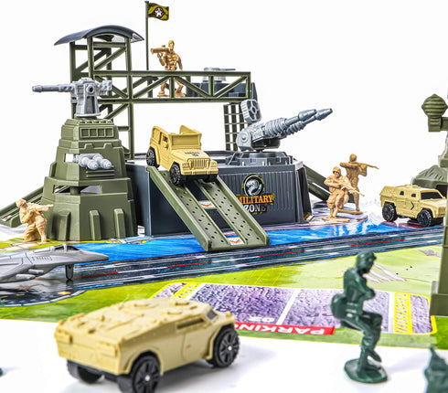 47 Pieces Military Base Set, Army Men Playset with Vehicles and Accessories for Kids