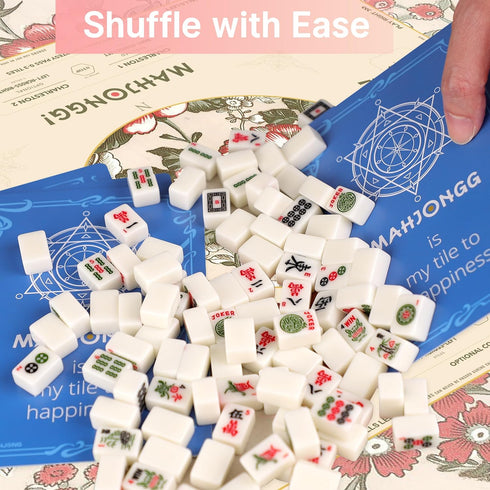 HWZ 4 31.5x31.5 Inch, 3.5mm Mahjong Mat with Professional Tile Mixers & Storage Bag, Thick Waterproof Noise-Reducing